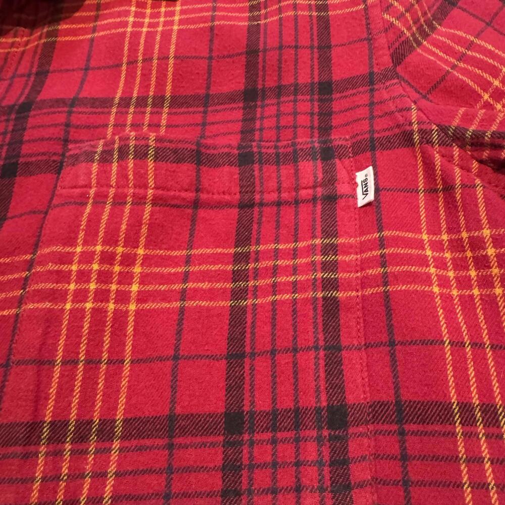 Vans Red Plaid Button-Up Flannel Casual Shirt - Men's Large - Picture 4 of 12